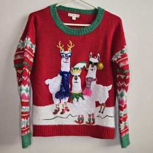 Its Our Time Llama Ugly Christmas Sweater Size Small
